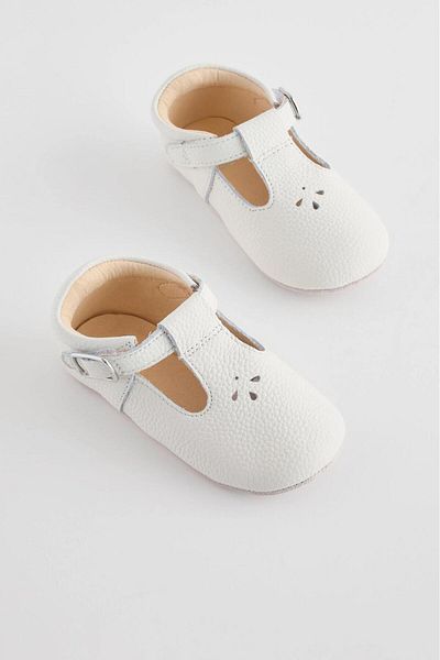 Next White Leather T-Bar Shoes for Baby