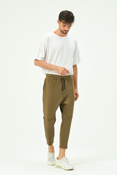 C&City Men's Loose Cut Straight Leg Sweatpants with Back Pocket 856 Khaki