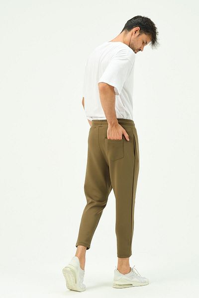 C&City Pantaloni de trening cu picior drept pentru bărbați, cu tăietură lejeră, cu buzunar la spate 856 kaki