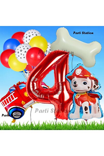 Parti Station Paw Patrol Marshall İtfaiyeci Köpek Konsept 4 Yaş Doğum Günü Pa...