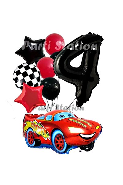 Parti Station Cars Şimşek Mcqueen Yarış Arabası Konsept 4 Yaş Balon Set Cars ...