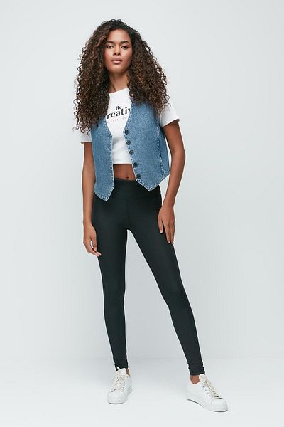C&City Lange Sportleggings mit hohem elastischem Bund 9401 Schwarz