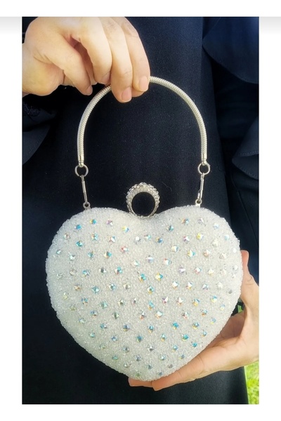 GP GUES POLO Women's Evening Dress Heart Evening Bag with Stones