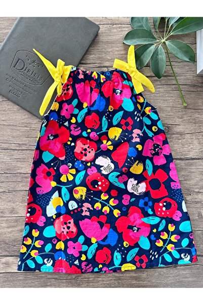 DENO 2-8 YAŞ RENKLİ ÇİÇEKLİ KIZ ELBİSE