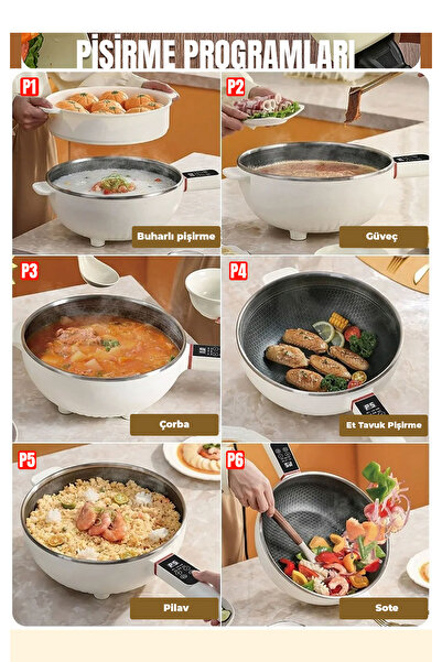 ROBO Çift Katlı Dijital Elektrikli Otomatik Yemek Pişirici Tencere 4.5 Litre 32 Cm