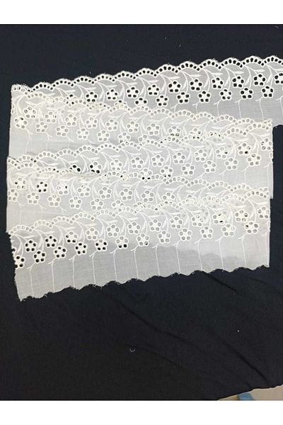 ÖZPAŞ TEKSTİL VE AKSESUAR Scallop Guipure Cream Rising Flowers - 9cm X 2 Mt