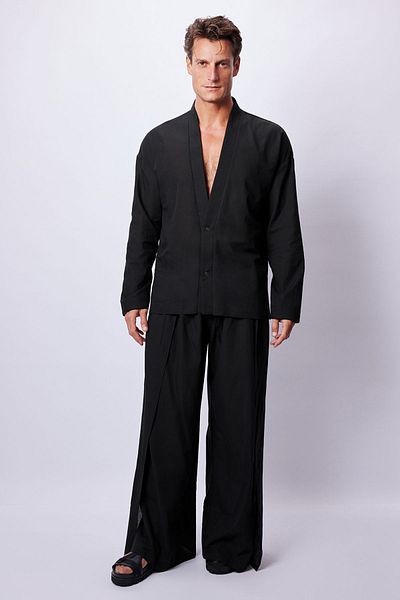 Dear Deer Long Sleeve Black Kimono Set