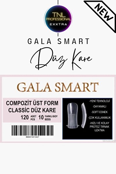 gala smart Düz Kare Üst Form Tips Poly Jel Kalıp Çıkarılabilir Gel Tips 120li...