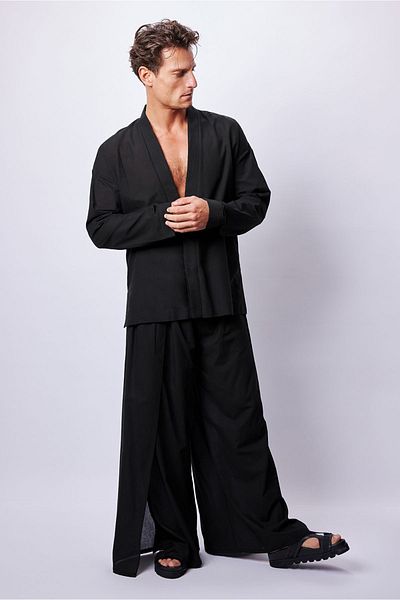 Dear Deer Long Sleeve Black Kimono Set