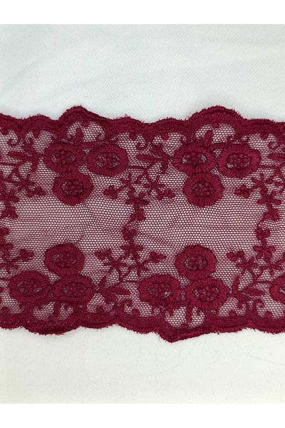 ÖZPAŞ TEKSTİL VE AKSESUAR 13 cm X 2 Mt Red Lace Tulle Floral Intermediate