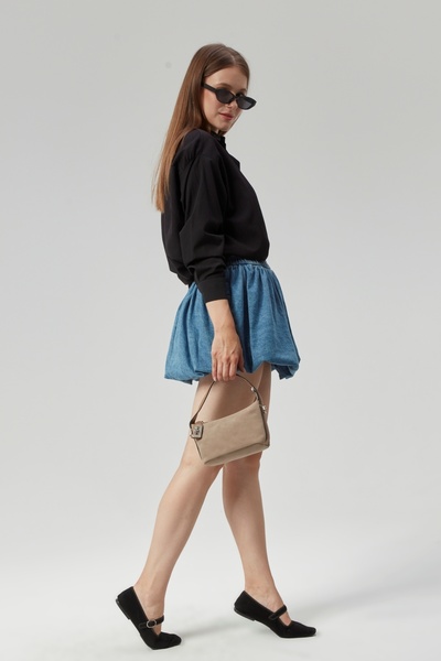 Morpelikan Μίνι γυναικεία τσάντα ώμου Suede - Λουράκι με αλυσίδα