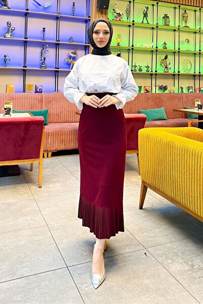 HMT ZEHRA GİYİM Hidžábová sukňa s volánom na ceruzku, dĺžka 99 cm, 8 rôznych farieb (VEĽKOSŤOVÉ ROZDIELY 38-48)