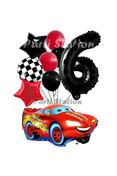 Parti Station Cars Şimşek Mcqueen Yarış Arabası Konsept 6 Yaş Balon Set Cars ...
