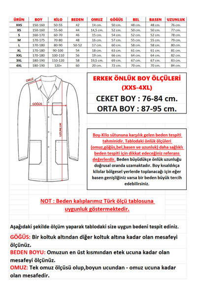 SEZA TEKSTİL Gömlek Yaka Kısa Kol Beyaz Önlük Erkek Doktor Öğretmen Hemşire Laboratuvar Önlüğü