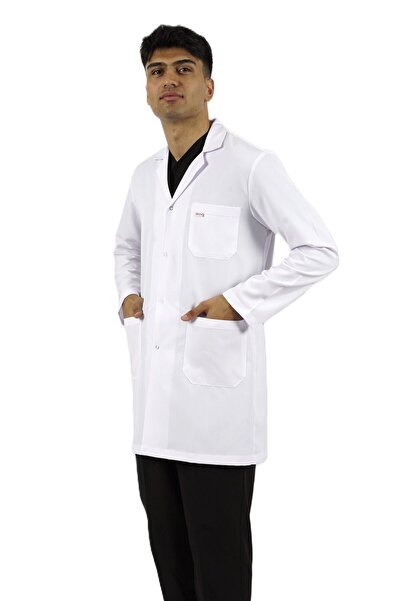 SEZA TEKSTİL Gömlek Yaka Orta Boy Beyaz Önlük Erkek Doktor Öğretmen Hemşire Laboratuvar Önlüğü