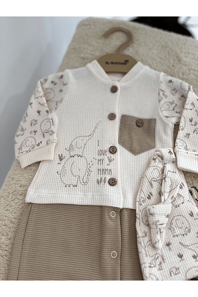 by bubbles Baby Jumpsuit - Beret Elephant Patterned