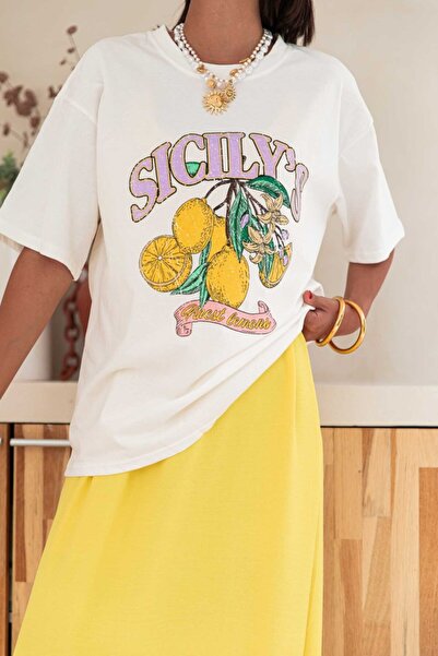 Jose Clothing Tricou oversize imprimat din bumbac organic