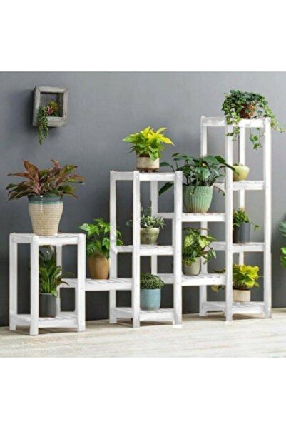İnStore Dekoratif Çiçeklik Standı Saksılık Standı Çiçeklik Ahşap Saksılık Kit...