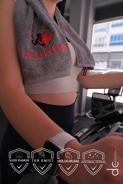 denizlicotton Cotton Embroidered Athlete Towel - Anti-Bacterial and Sweat Absorbent Boxing Tennis Fitness Plates