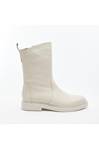 derinet Hakiki Deri Fermuarlı Kadın Bot