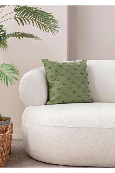 SWITA Dekoratif Puantiye Keten Kumaşlı Kırlent Kılıfı 43x43