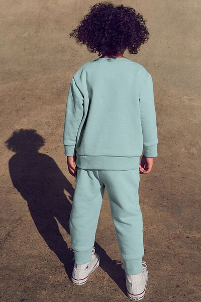 Next Baby 100% Cotton Mineral Blue Long Sleeve Jogger Bottom Top Set