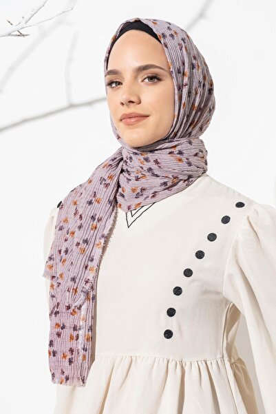 JAWEL Kadın Çiçek Desenli Kırışmaz Bürümcük Şal 190*80 Cm