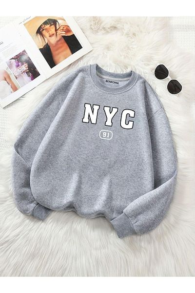 BENROMA Φούτερ Unisex Oversize - NYC Printed, Crew Neck