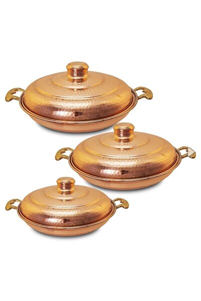 Zinnun طقم مقلاة شعر مكونة من 3 قطع بغطاء نحاسي