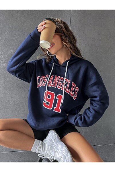 NO 601 91 Hanorac de damă cu glugă groasă imprimat