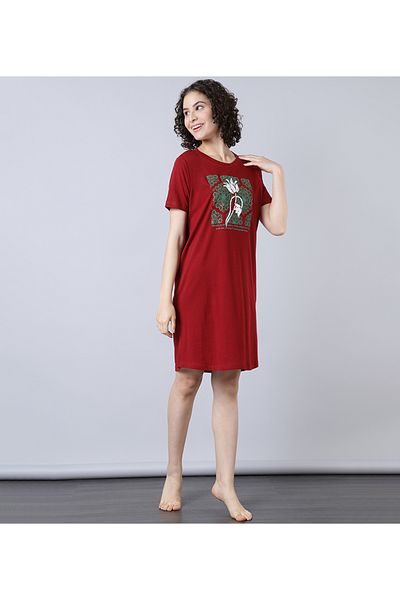 Aila Women's Sleepwear Red Dress