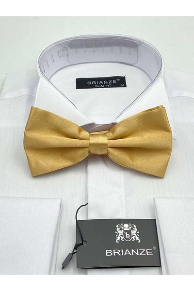 Brianze Ecru Satin Bow Tie - Solid Color