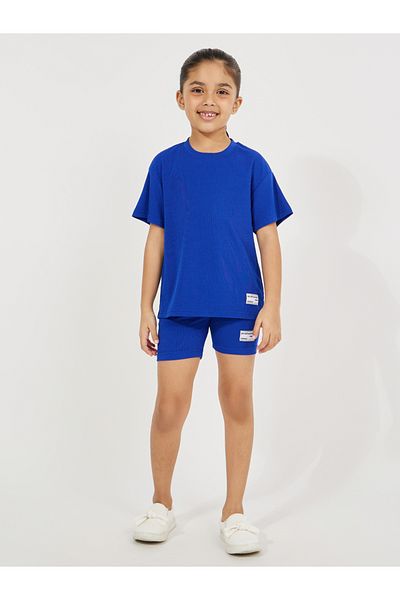 Styli Patch Detail Rib Oversized T-Shirt & Shorts Set