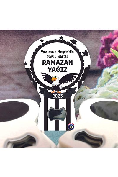 Ege ajans 10 Pieces (Card and Gelatin) Baby Opener Magnet with Fan Eagle