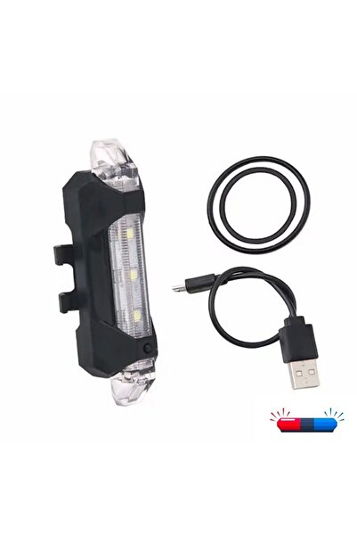 ROBESBON Mavi-kırmızı Çakarlı Usb Şarjlı Bisiklet Stop Lambası