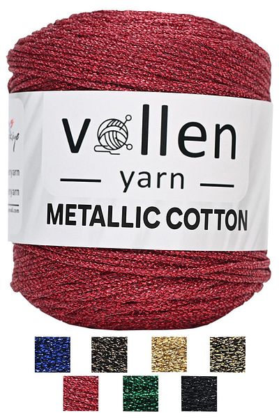 vollen yarn Premium Metallic Koton Glitter Knitting Thread, Evening Bag Thread, Supla Thread, Vest Thread, Amigurumi Thread, 100gr 150mt