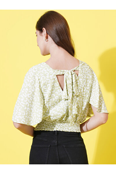 U&F By Styli Animal Print Crop Top with Tie-Back