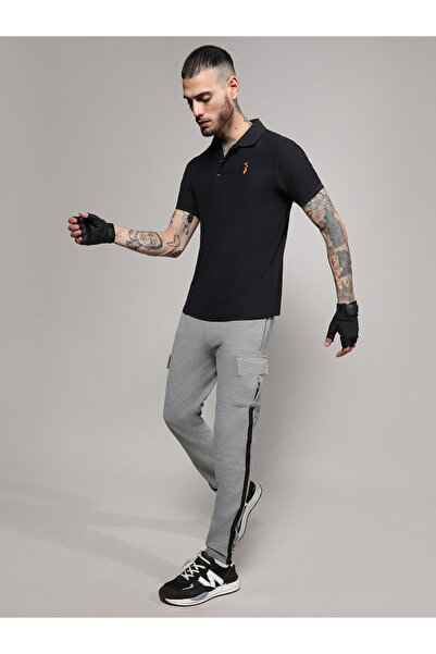 Campus Sutra By Styli Solid Activewear Polo with Logo Detail