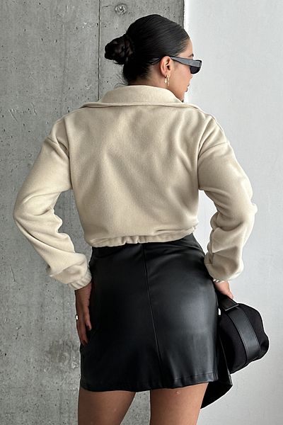 MODAGEN Fleece-Crop-Cardigan – Damen, Reißverschluss und Reißverschluss