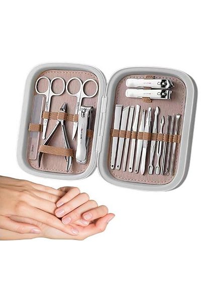 gaman 18 Piece Cream Professional Manicure Pedicure Set - Garbon Steel New Design