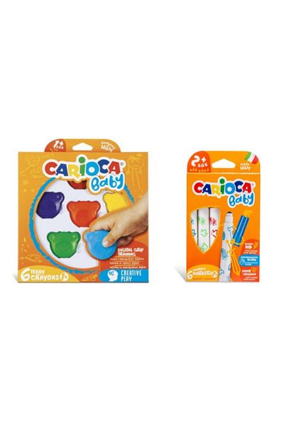 CARIOCA Teddy Baby Crayons 6-Piece 1 Year Old & Jumbo Baby Super Washable Felt Tip Crayons 6-Piece