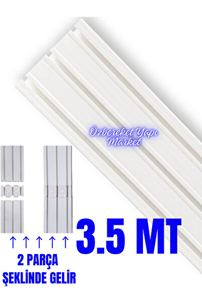 özbereketyapimarket 3 Raylı Perde Rayı 3.5 Metre 3'lü Korniş Üçlü Korniş Süpe...