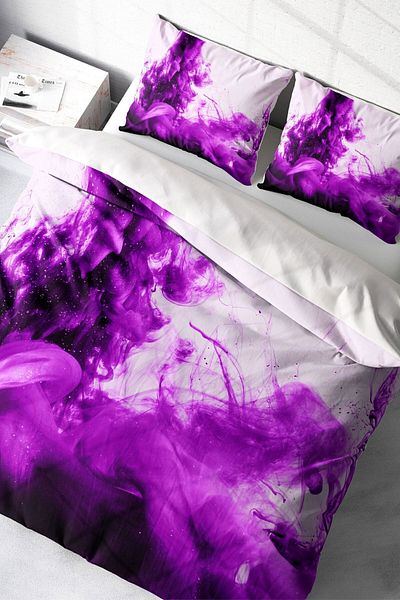 PerlaSera 3D Custom Design - Double Duvet Cover Set, Tightly Woven Cotton Satin, Purp