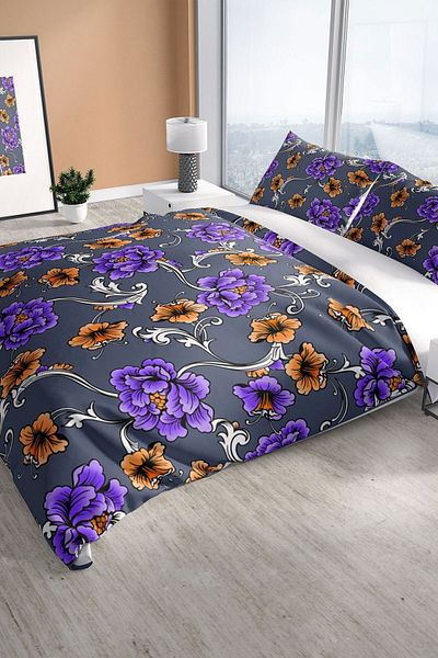 PerlaSera Floral 3d Cotton Satin Double Duvet Cover Set