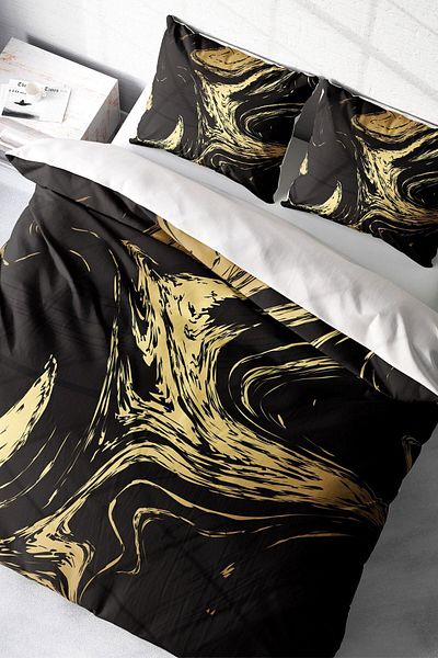 PerlaSera 3D Custom Design Duvet Cover Set - Tightly Woven Cotton Satin, Double, Black Design