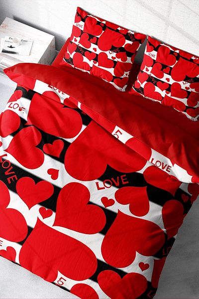 PerlaSera 3D Custom Design Duvet Cover Set - Tightly Woven Cotton Satin, Double, Love Ii