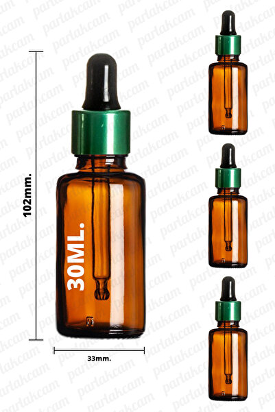 parlakcam 30ml Amber Yeşil Siyah Damlalıklı Cam Şişe 30cc Kahverengi Metal Yü...