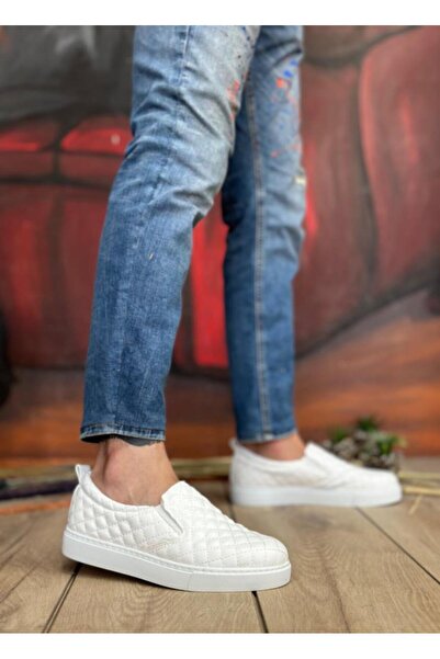 BPM BA0353 Білий капітон - Чоловічі повсякденні черевики, без шнурків