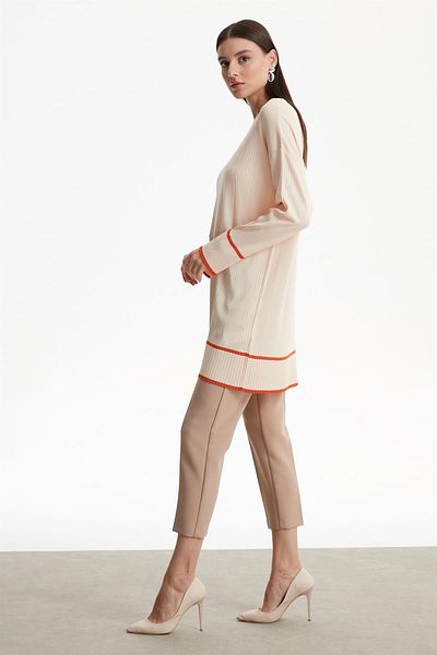 Tığ Triko - Rayon Tunic with Stripe Detail
