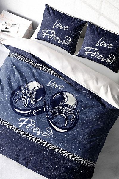 PerlaSera Space Infinity - Double Duvet Cover Set, Tightly Woven Cotton Satin, 3D Custom Design